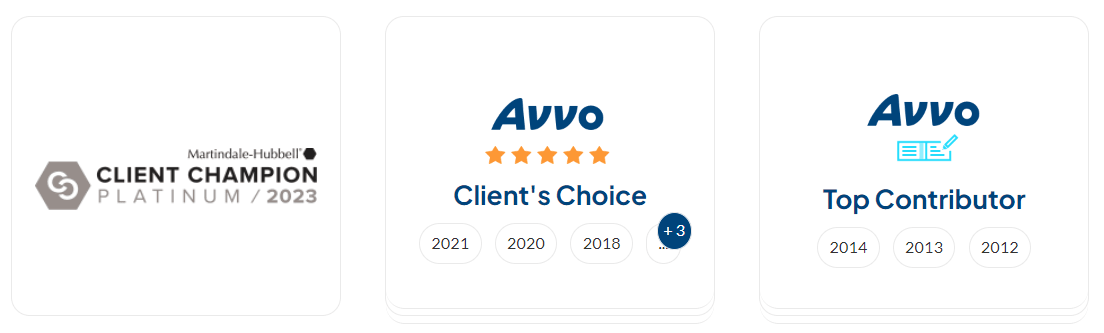 Martindale-Hubbell Client Champion, Avvo Client's Choice